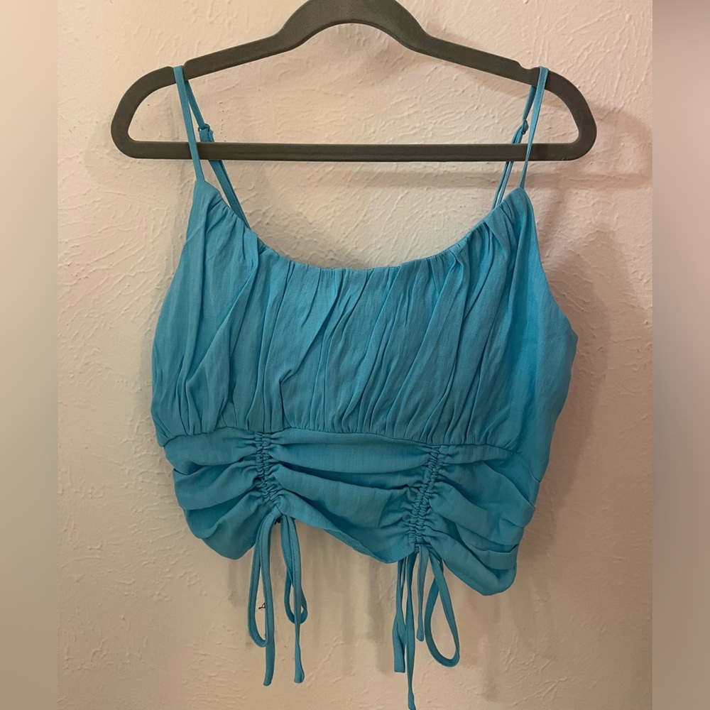 DO+BE Turquoise Ruched Tank Top